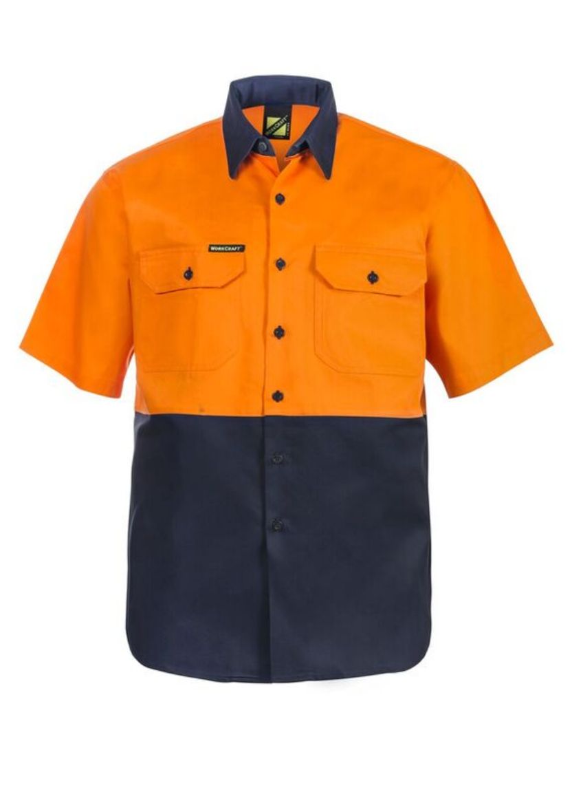 Picture of WorkCraft HI VIS COTTON DRILL SHIRT-SS 190GSM
